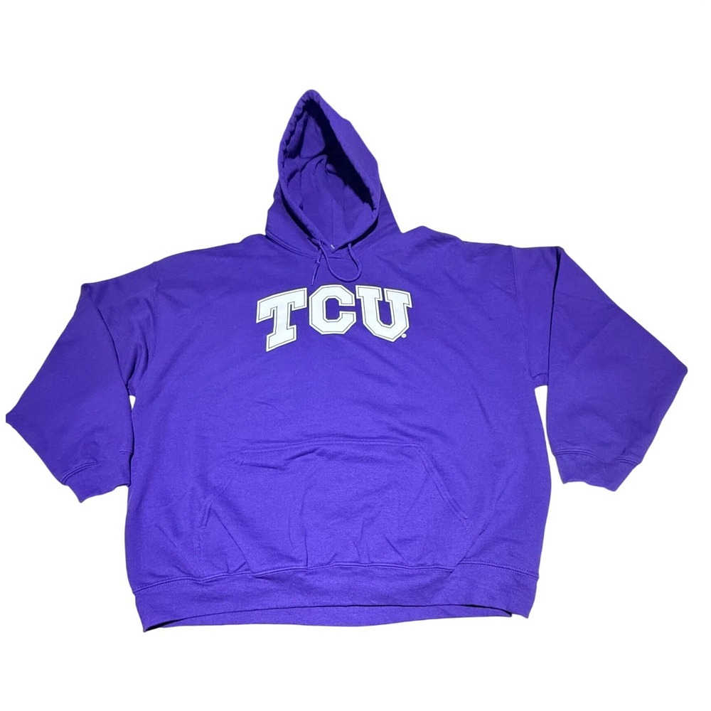 Gildan‎ TCU Horned Frogs Purple Hoodie Sweatshirt Mens 2XL Pullover-980